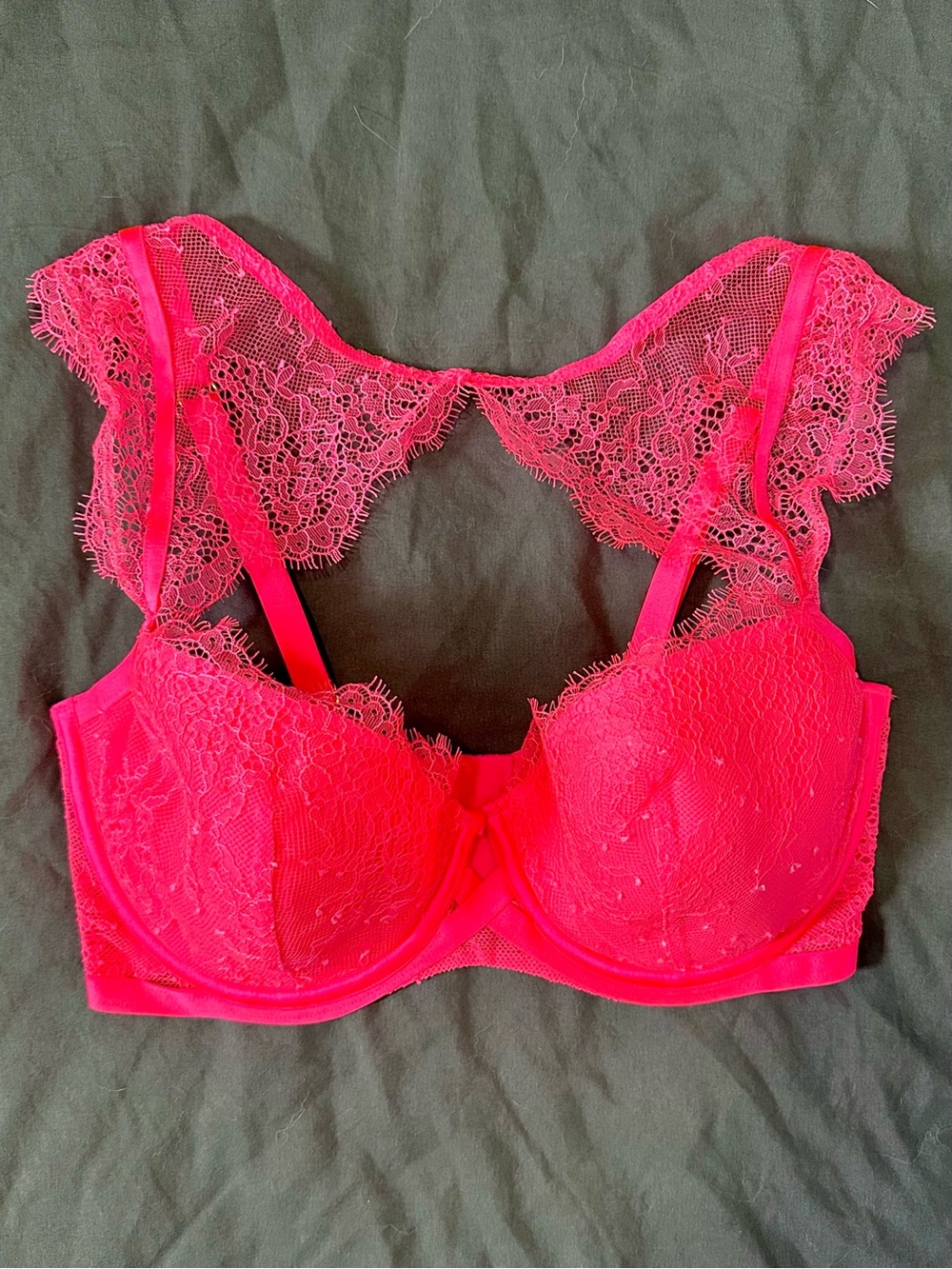 Victoria’s Secret Very Sexy Neon Pink Lace Bra & Panty Set 32DD Medium NWT Y2K - Picture 6 of 9